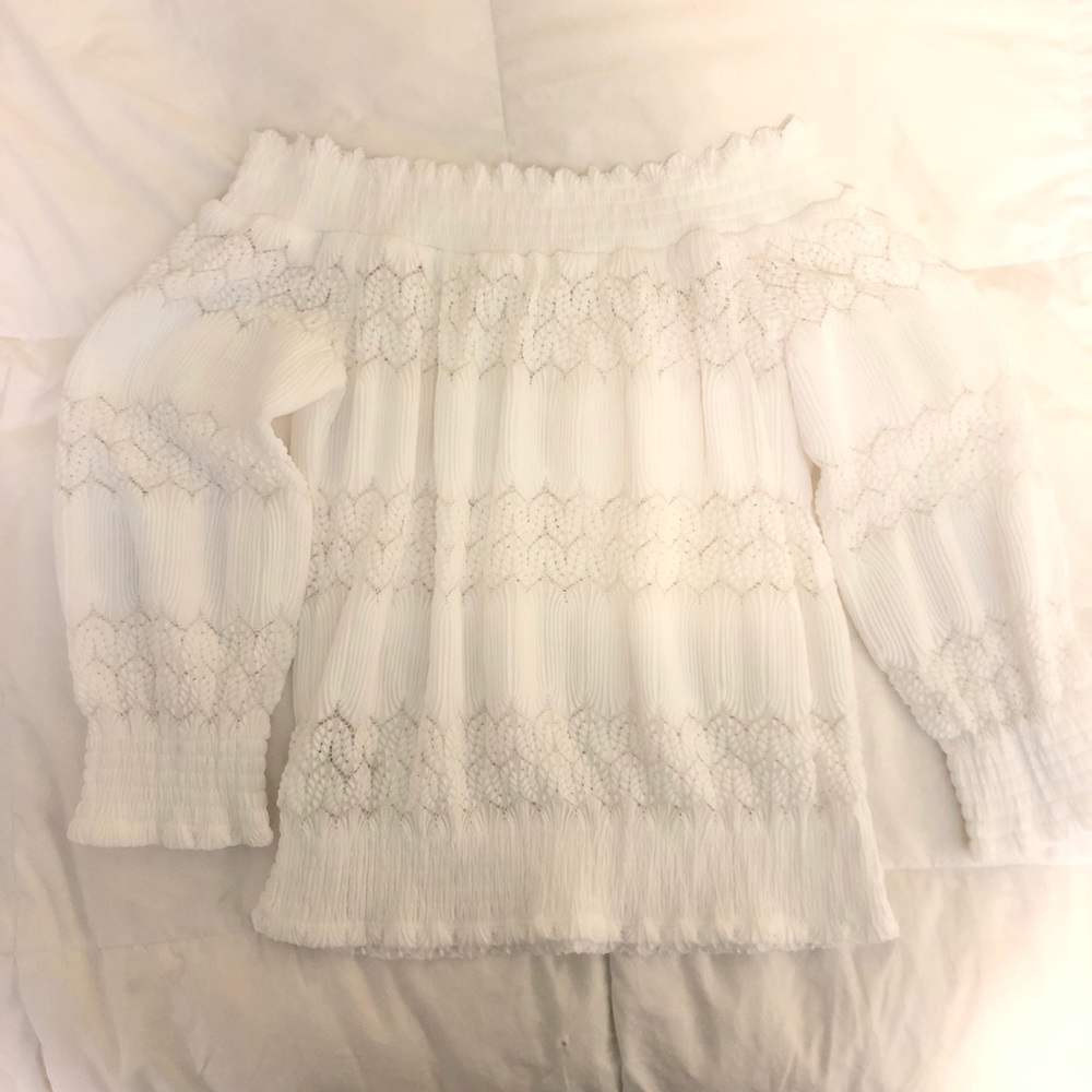 Off the Shoulder Sheer White Blouse